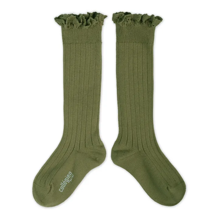 Collégien Chaussettes Joséphine | Vert olive