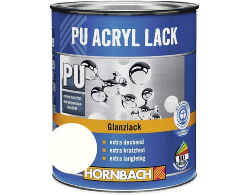 HORNBACH Kleurverf PU Acrylverf Glanzend Gletsjerwit 750 ml