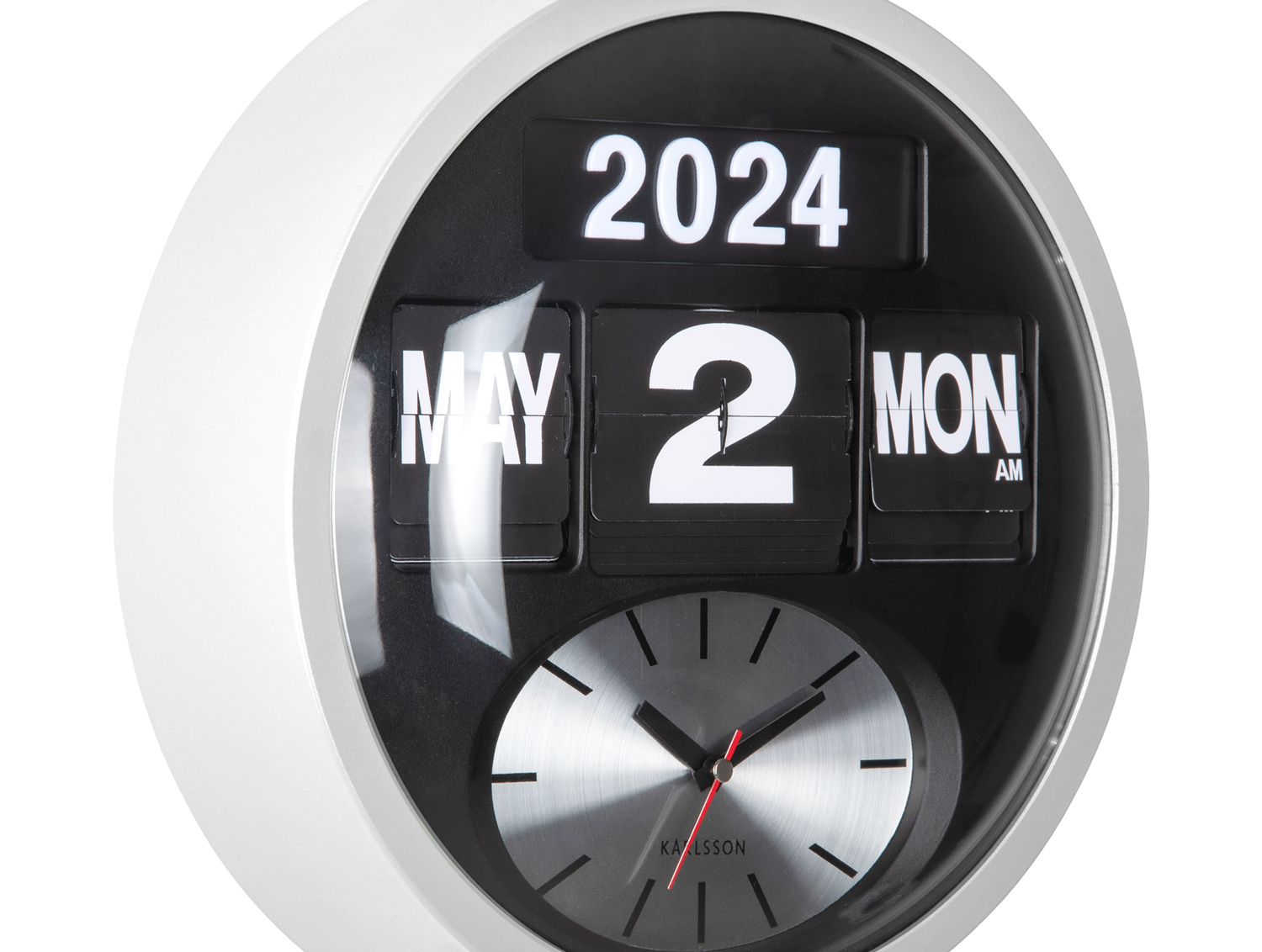 Wandklok Round Flip - Wit