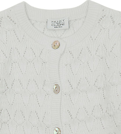 Hust and Claire Cardigan - Strick - Ziel - White m. Lochmuster