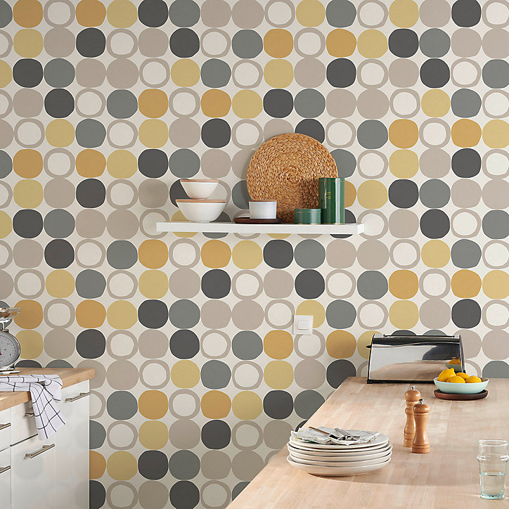 Papier peint vinyle sur intissé GoodHome Lymani jaune