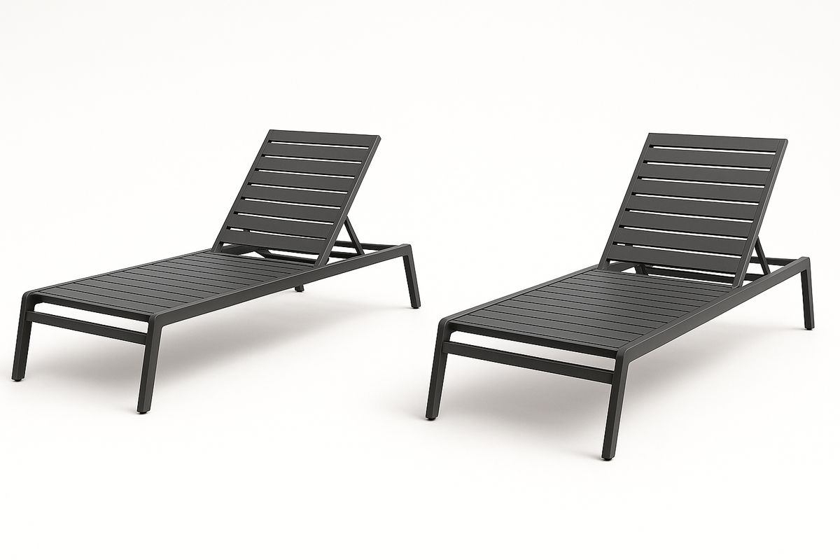 Set Sonnenliege Metall Schwarz verstellbar 200x60 cm