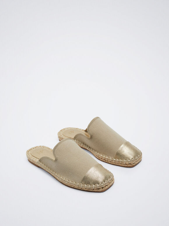 Mules de juta bicolor - Dorado