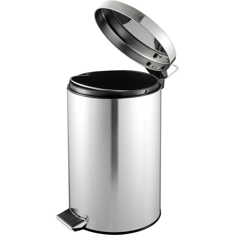 Poubelle métal à pédale ronde, 12 litres