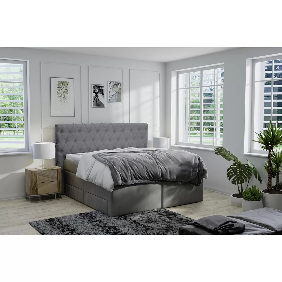 Boxspringbett Vevey 180 x 200 Grau