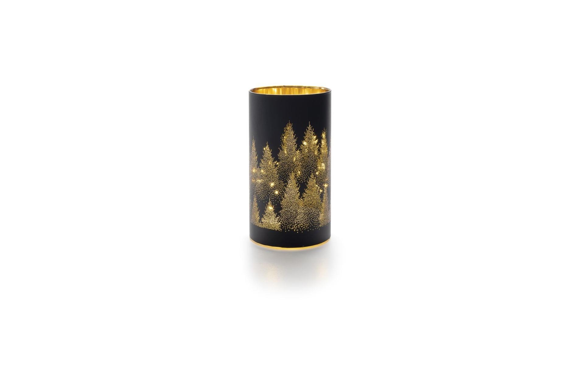 Laterne Tree S, 15 LED, Ø 9 cm, SchwarzTeelichthalter aus Glas