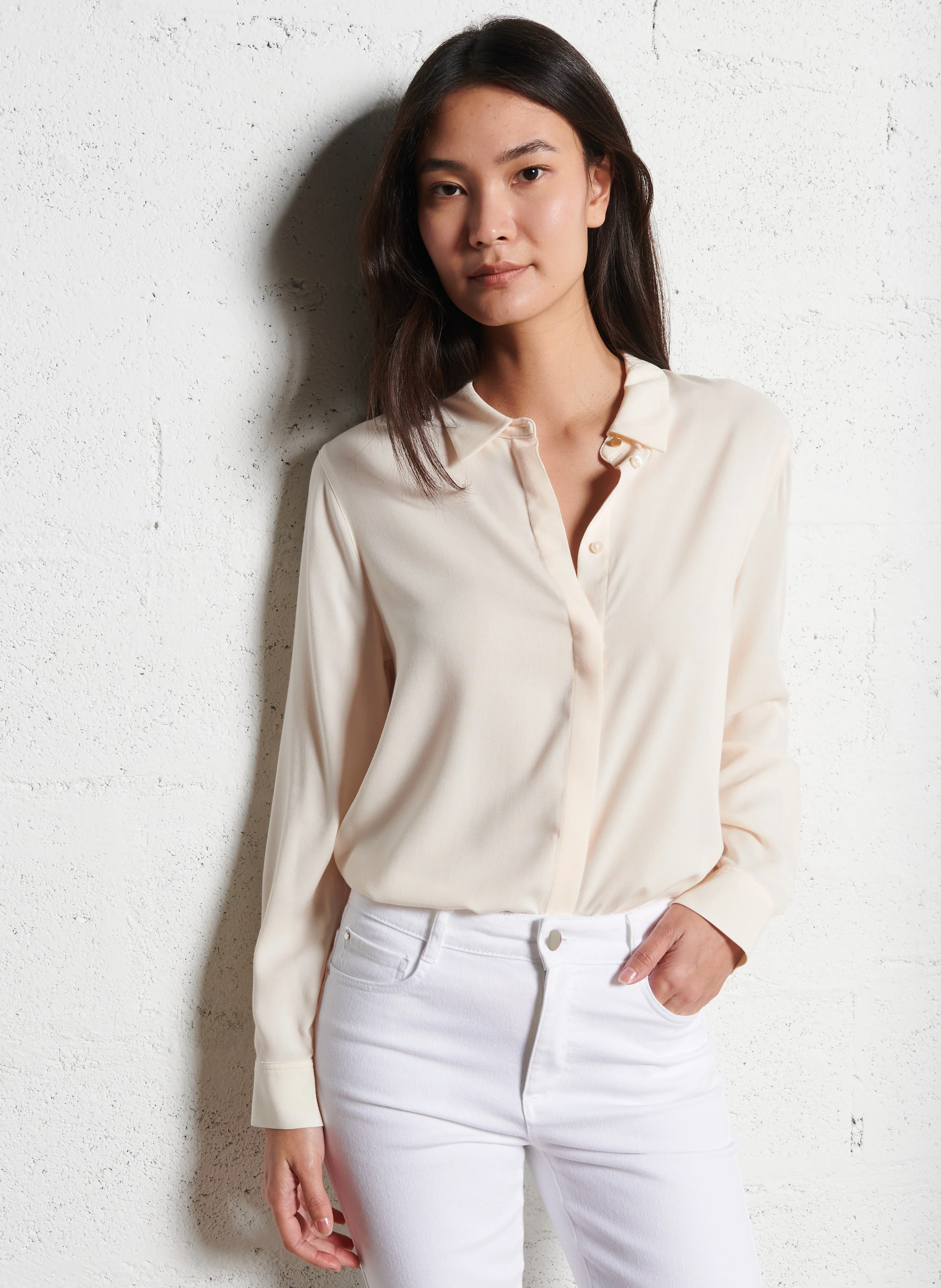 MATEA - Chemise fluide col classique| Rose