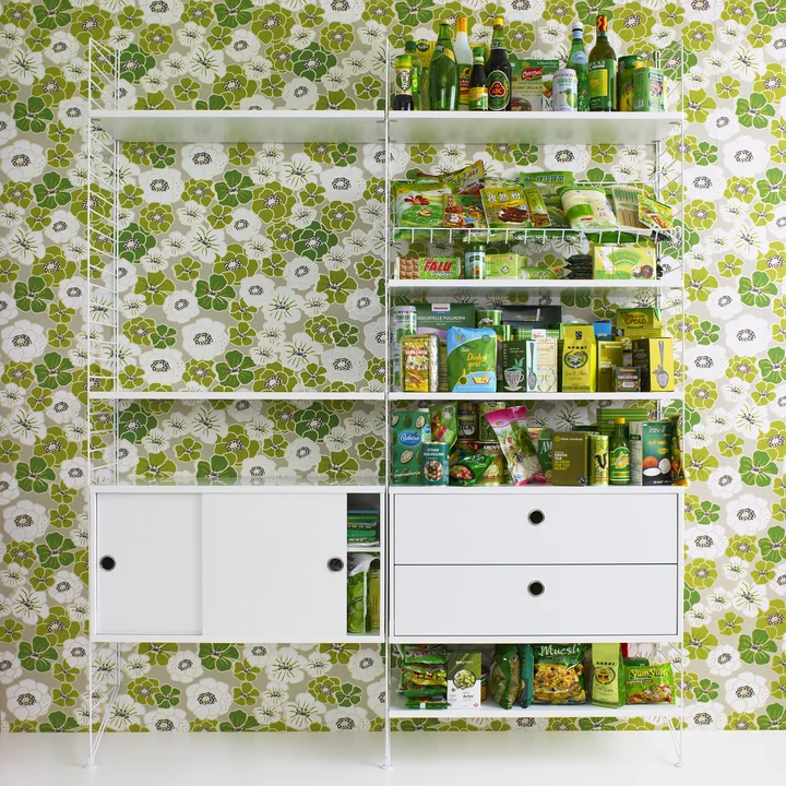 String - Vitrinenschrank mit Schiebetüren in Glas 78 x 30 cm, weiss