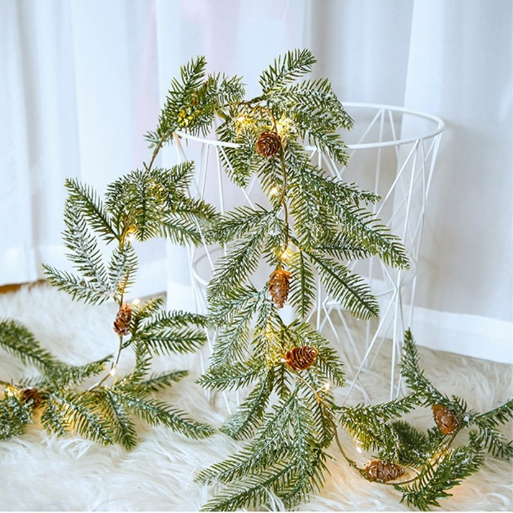 (2m) 20 LED's Weihnachts Deko Lichterkette Tannenzweig Winter Beleuchtung (Batteriebetrieben) - Warmweiss