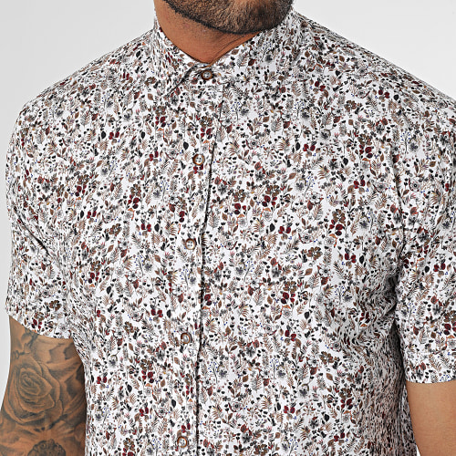 Chemise Manches Courtes Blanc Floral