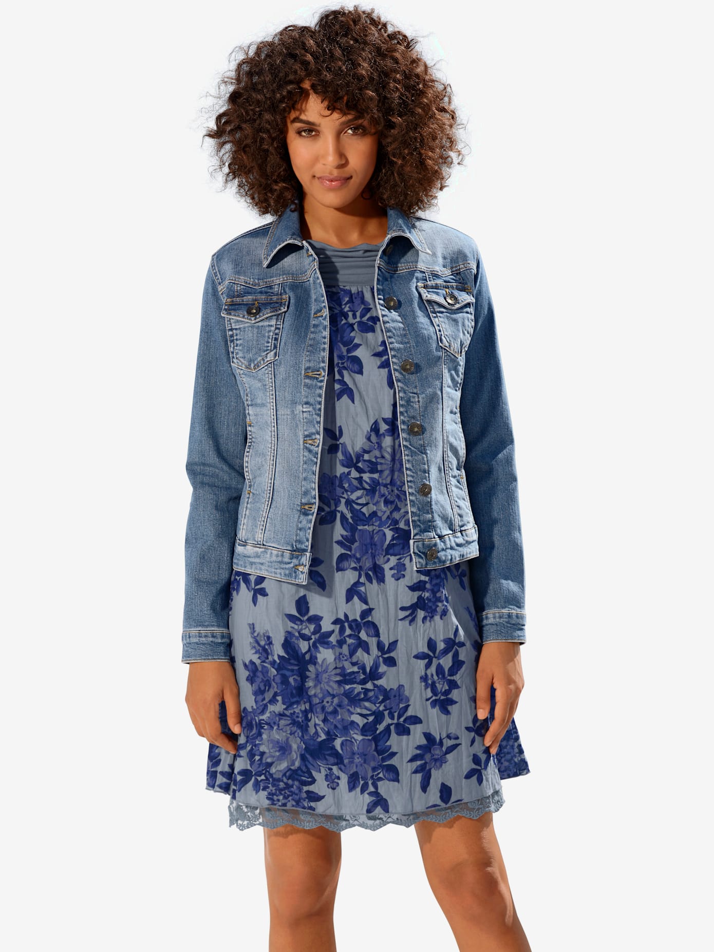 Veste en jean effet délavé et usé