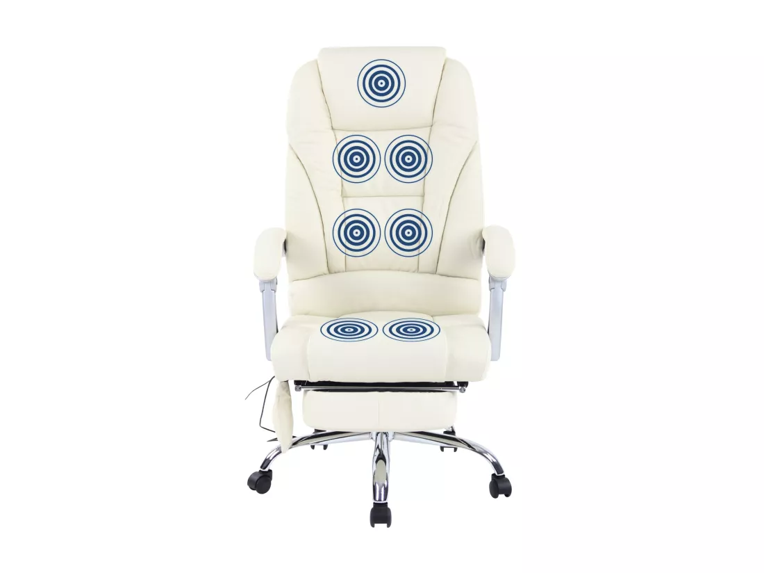 Chaise de bureau - Véritable cuir - Crème - Pacific