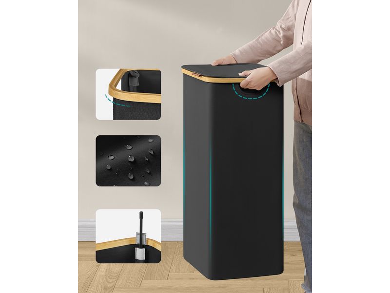 Songmics Wäschekorb  90 l, Schwarz Wäschesammler