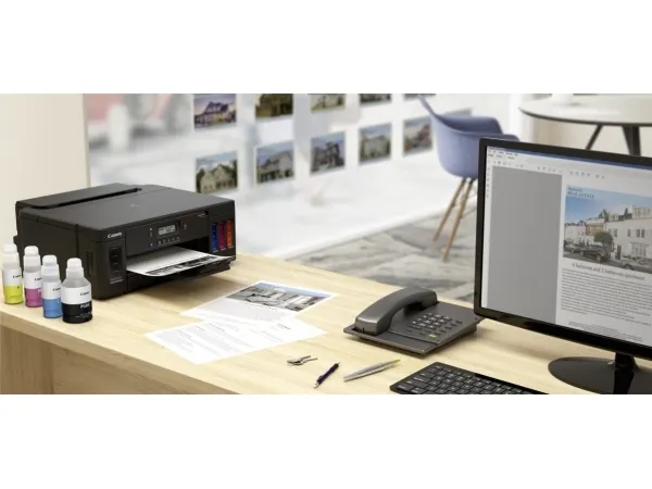 Canon PIXMA G5050 - Printer - farve - Duplex - blækprinter - kan genopfyldes - A4/Legal - op til 13 ipm (mono) / op til 6.8 ipm (farve) - kapacitet: 350 ark - USB 2.0, LAN, Wi-Fi(n)