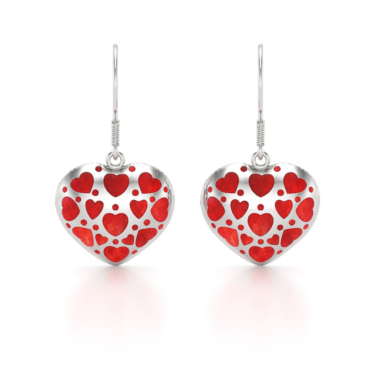Boucles d'oreilles ADEN coeur corail et argent 925