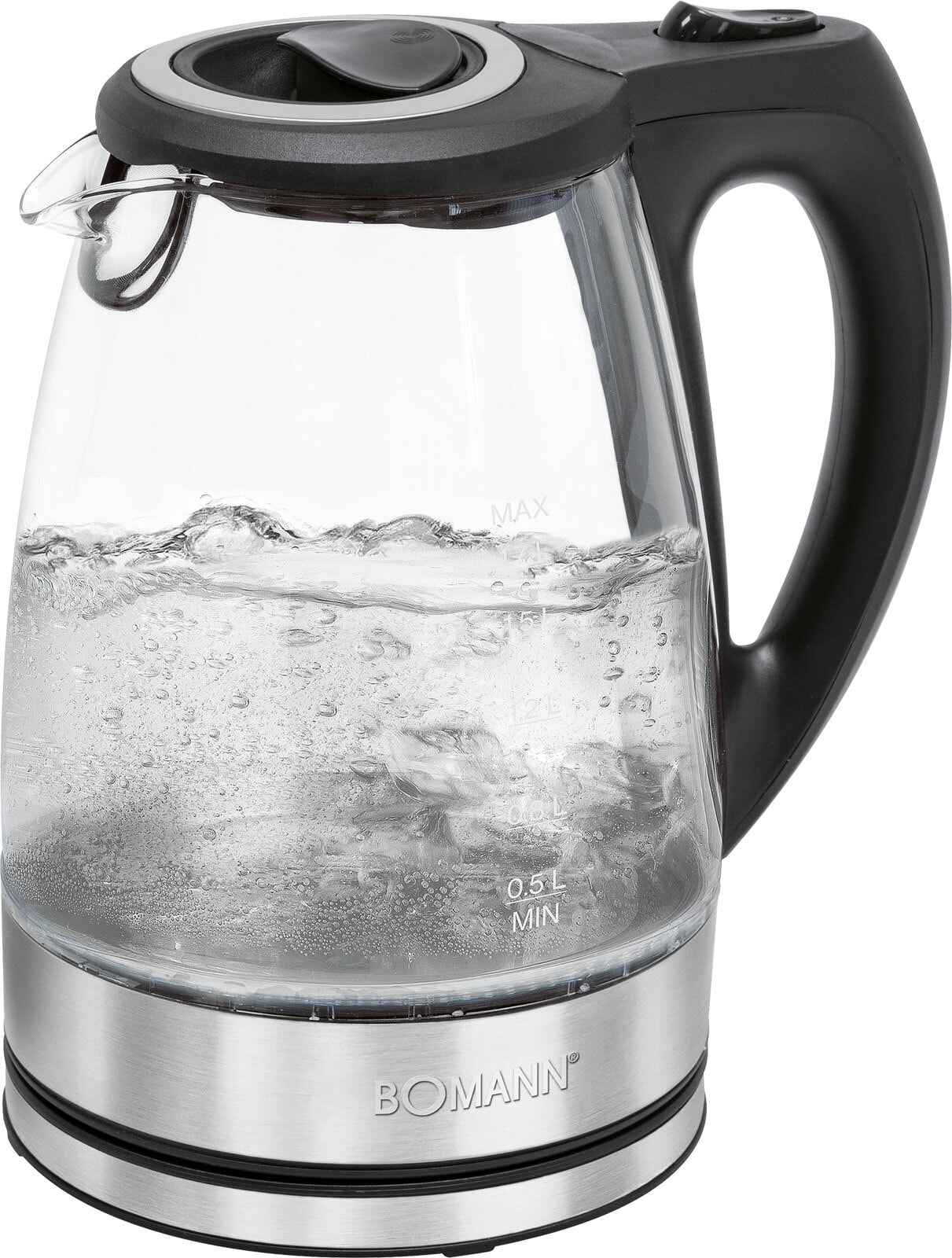BOMANN Glas-Wasserkocher WKS 6032 G CB Schwarz Glas/Edelstahl
