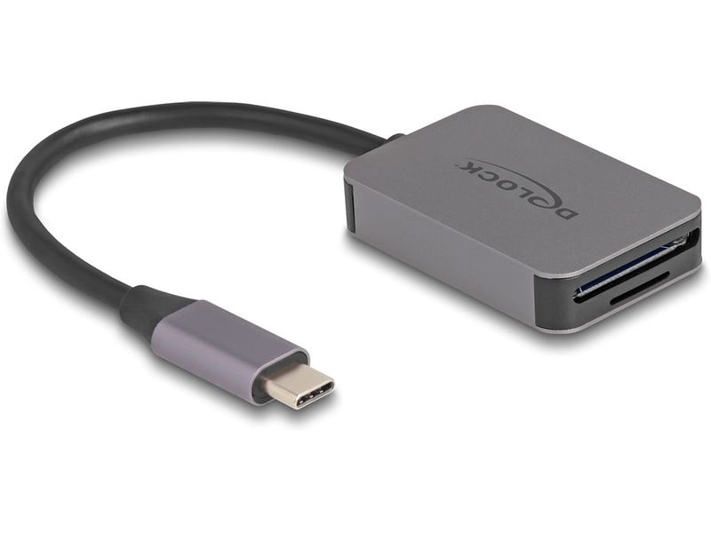 Delock Card Reader Extern USB-C Delock USB Type-C Card Reader im Aluminium Gehäuse für SD oder Micro SD Speicherkarten