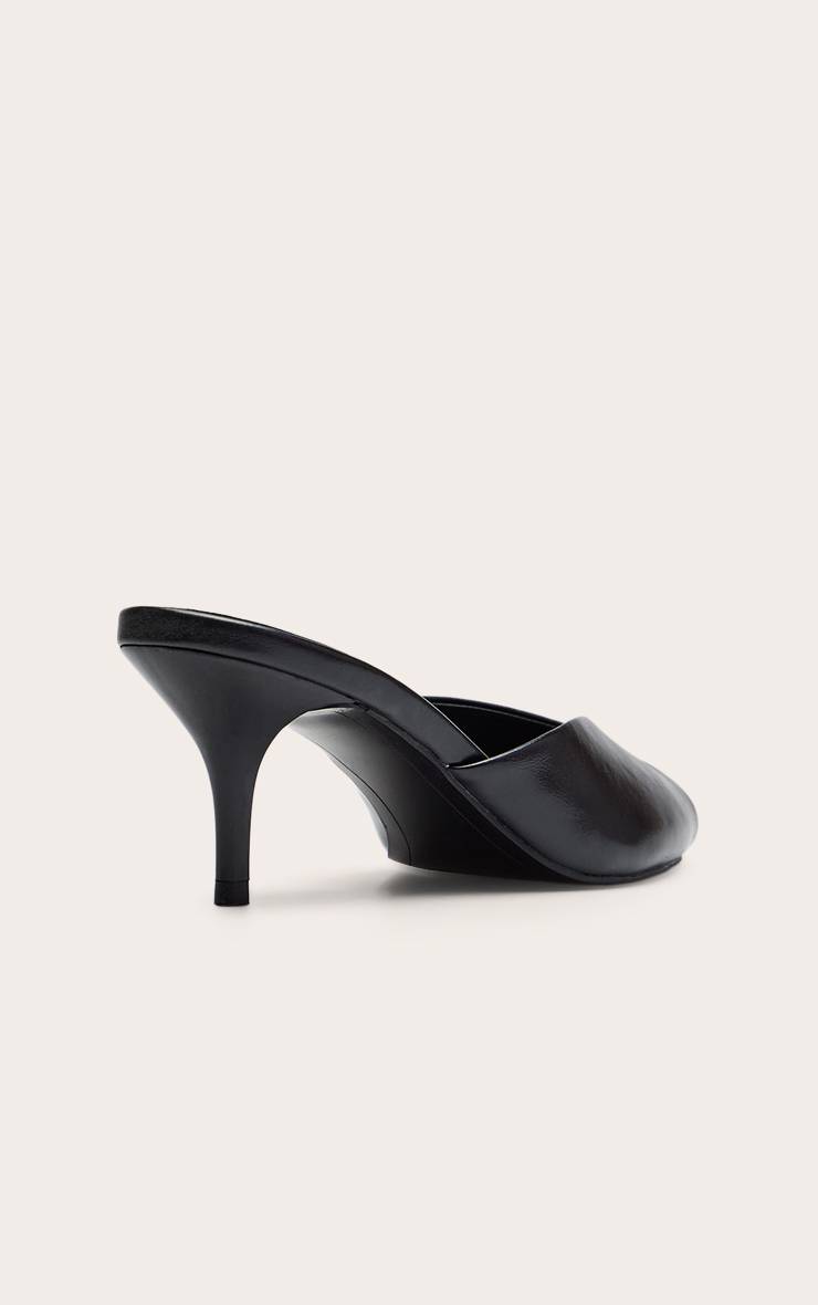Noir Mules À Talons En Synthétiquecuir À Bout Ouvert Avec Découpe En V