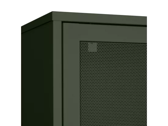 Kiso - Vaisselier 4 portes, 2 niches en métal H180cm - Vert olive