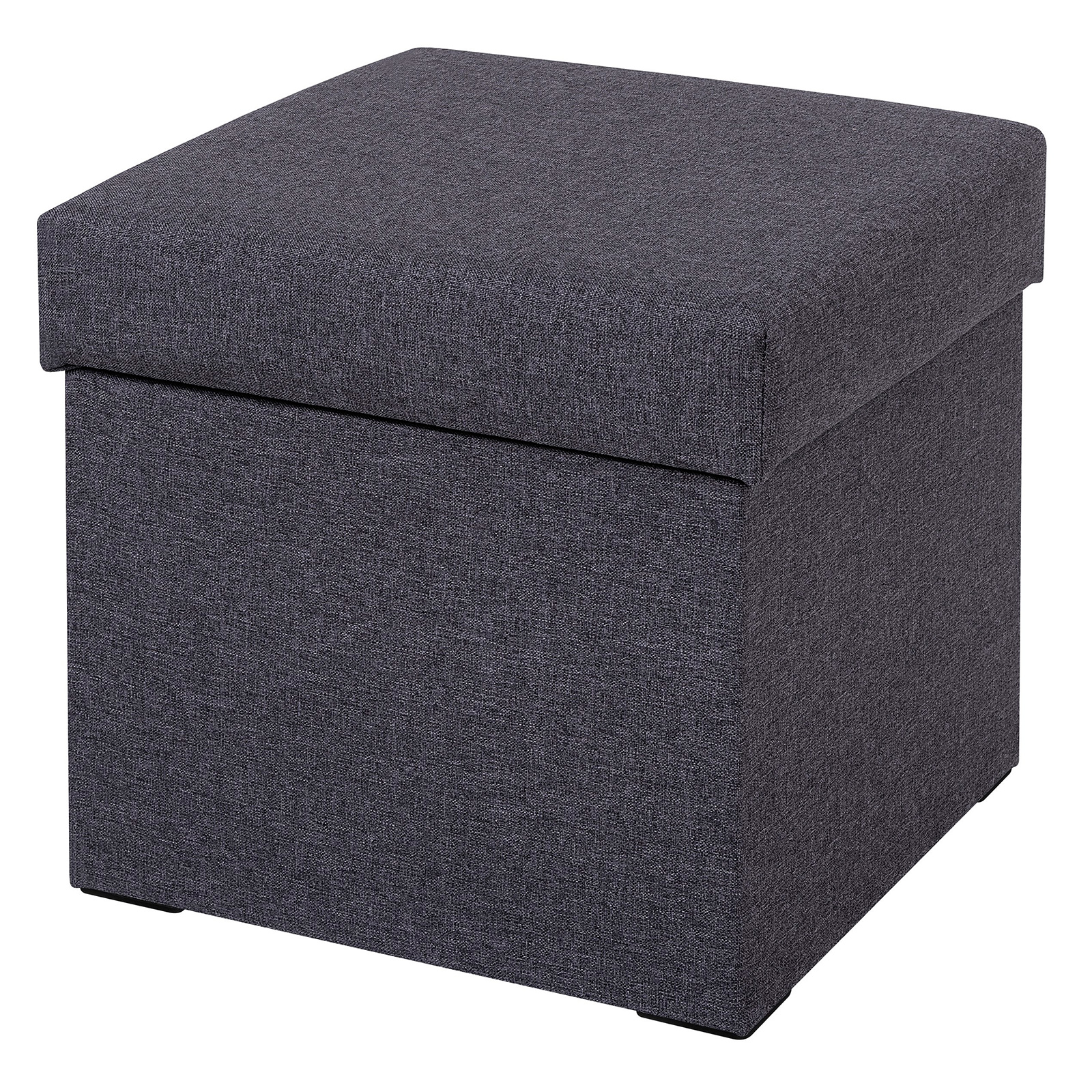 Polsterhocker - dunkelgrau- Microfaser - mit Stauraum