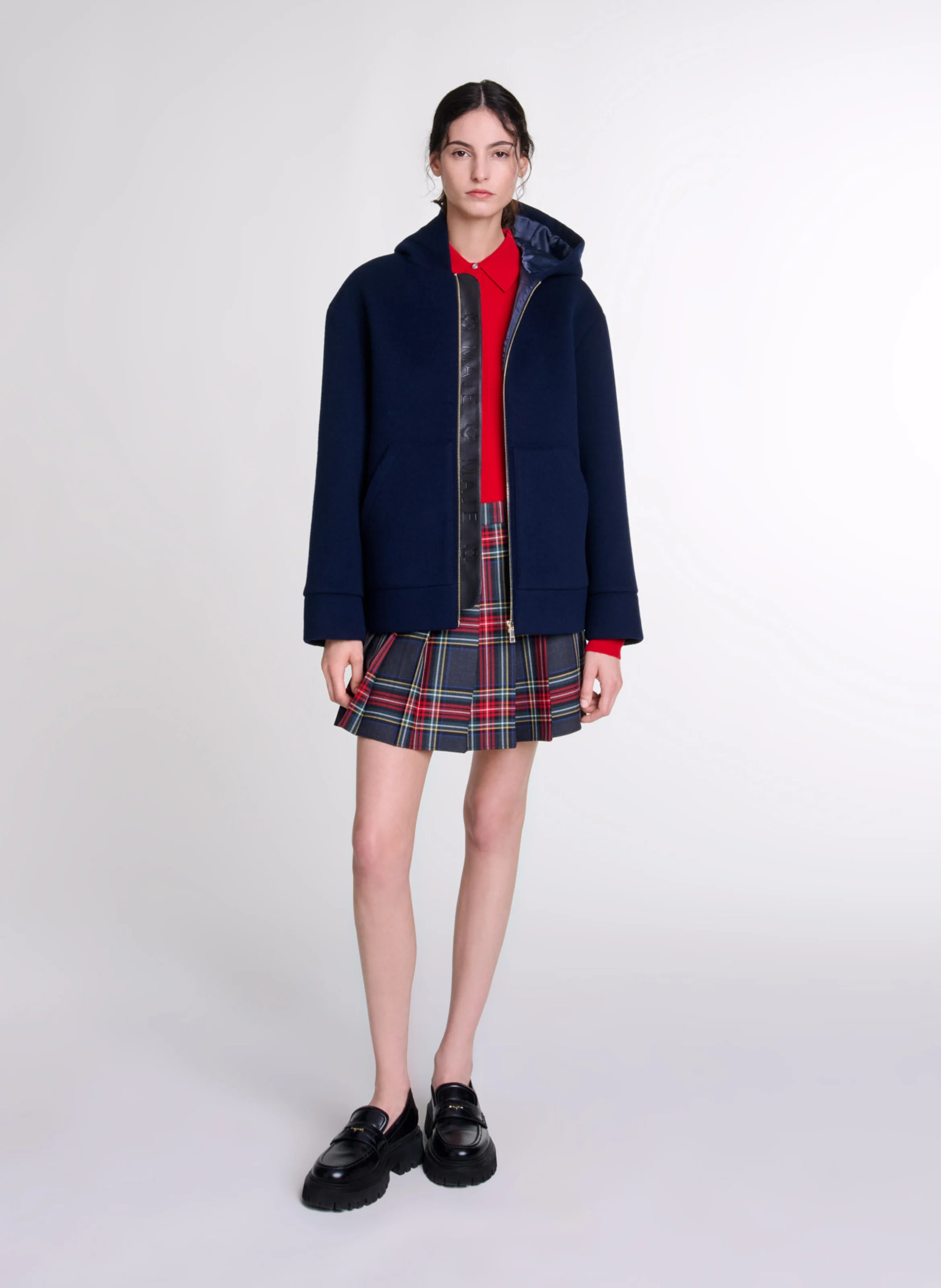Sweat zippé en laine mélangée | Bleu