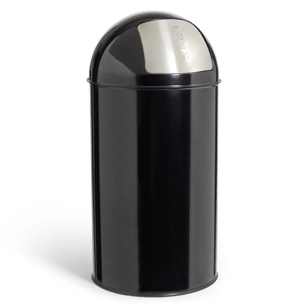 Poubelle à bascule 50L Ø36xH74cm métal noir