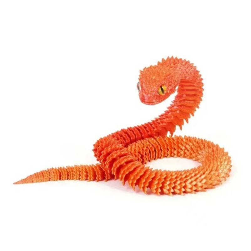 (60cm) Anti Stress 3D Druck Schlange Spielzeug Flexibles Gelenk Tier Modell Fidget Spiel - Orange