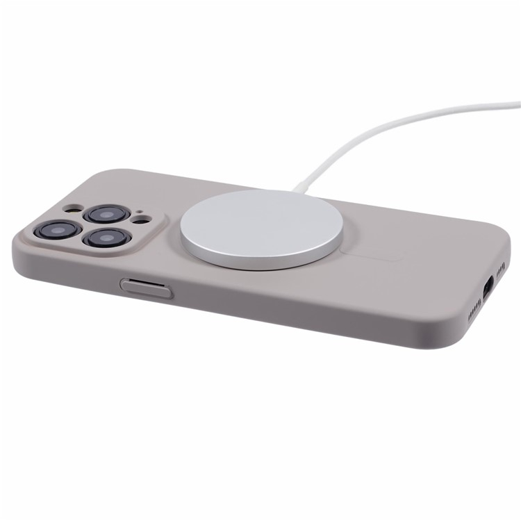 iPhone 14 Pro MagSafe Silikon Case Hülle mit Kameraschutz - Grau