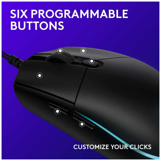 Logitech G203 Lightsync gaming mus (sort)