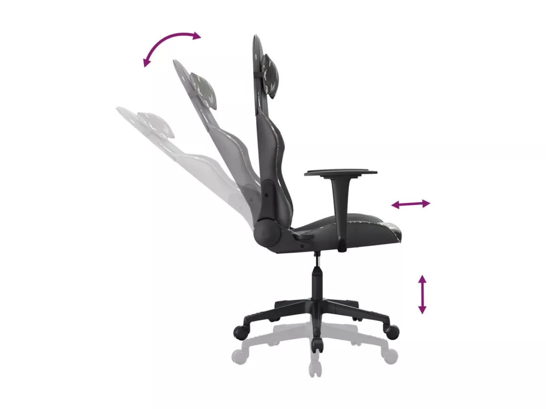 Chaise de jeu Noir et camouflage Similicuir