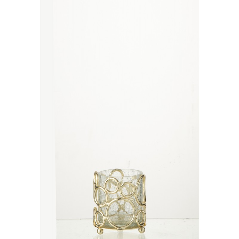 Photophore en verre or 7x7x9 cm