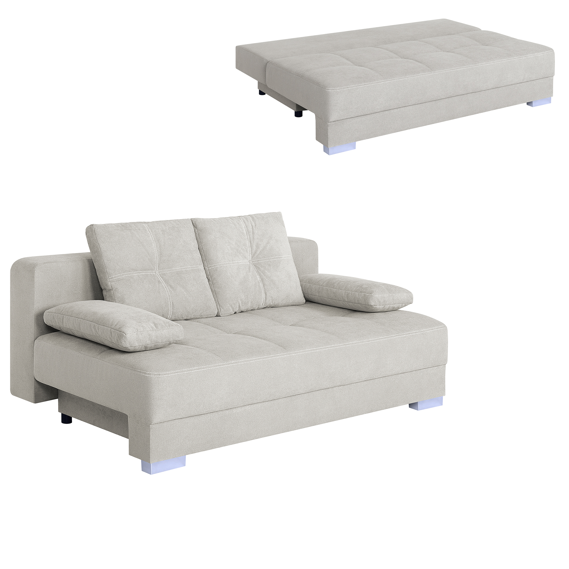 Schlafsofa - ivory - mit Staukasten - Dauerschläfer