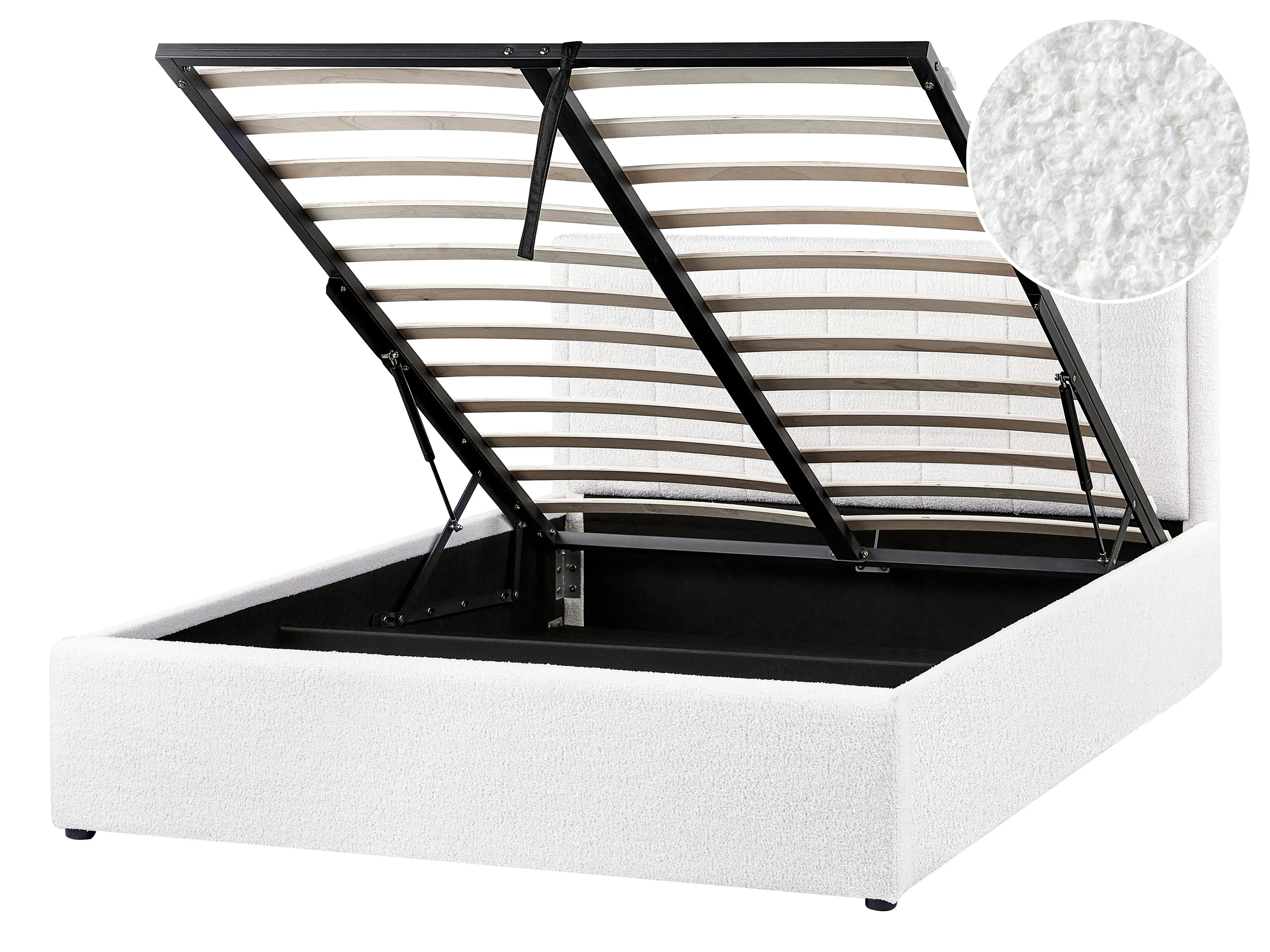 Bed met opbergruimte Bouclé MONTLAUR 140 x 200 cm Wit