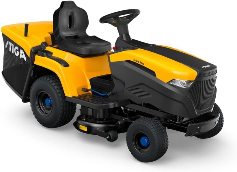 STIGA Estate 584e Rasentraktor 84 cm – Akku Rasenmäher mit Mulchfunktion, 48V 40Ah Li-Ion – Rasenmähertraktor mit 240L Auffangbehälter, 3 Schnittmodi & Schnellladegerät