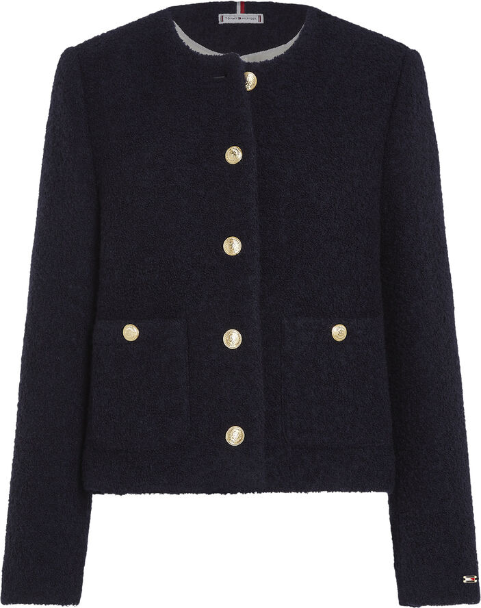 Tommy Hilfiger CROP BOUCLE GOLD BUTTON JACKET Dark night navy