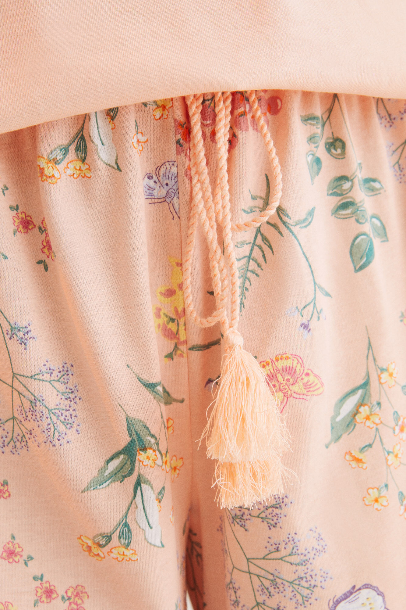 Pijama curto floral laranja, 100% algodão