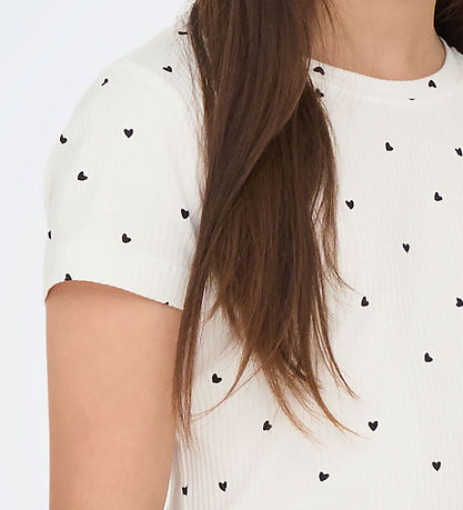 Kids Only T-Shirt - KogBella - Rib- Cloud Tänzerin/Black Hearts