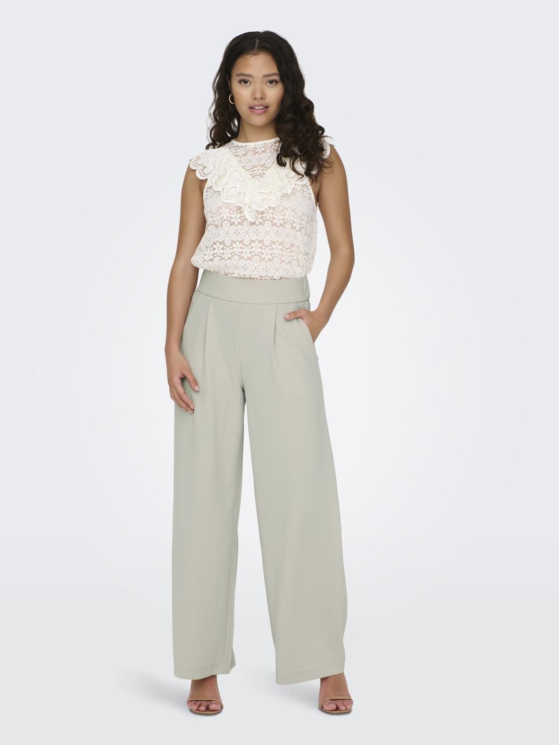 JDYGEGGO Hohe Taille Normal geschnitten Klassische Hose Chateau Gray