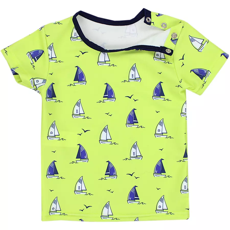 Aquarti Baby Jungen Bade-Set Zweiteiliger Badeanzug T-Shirt Hose hellgrün
