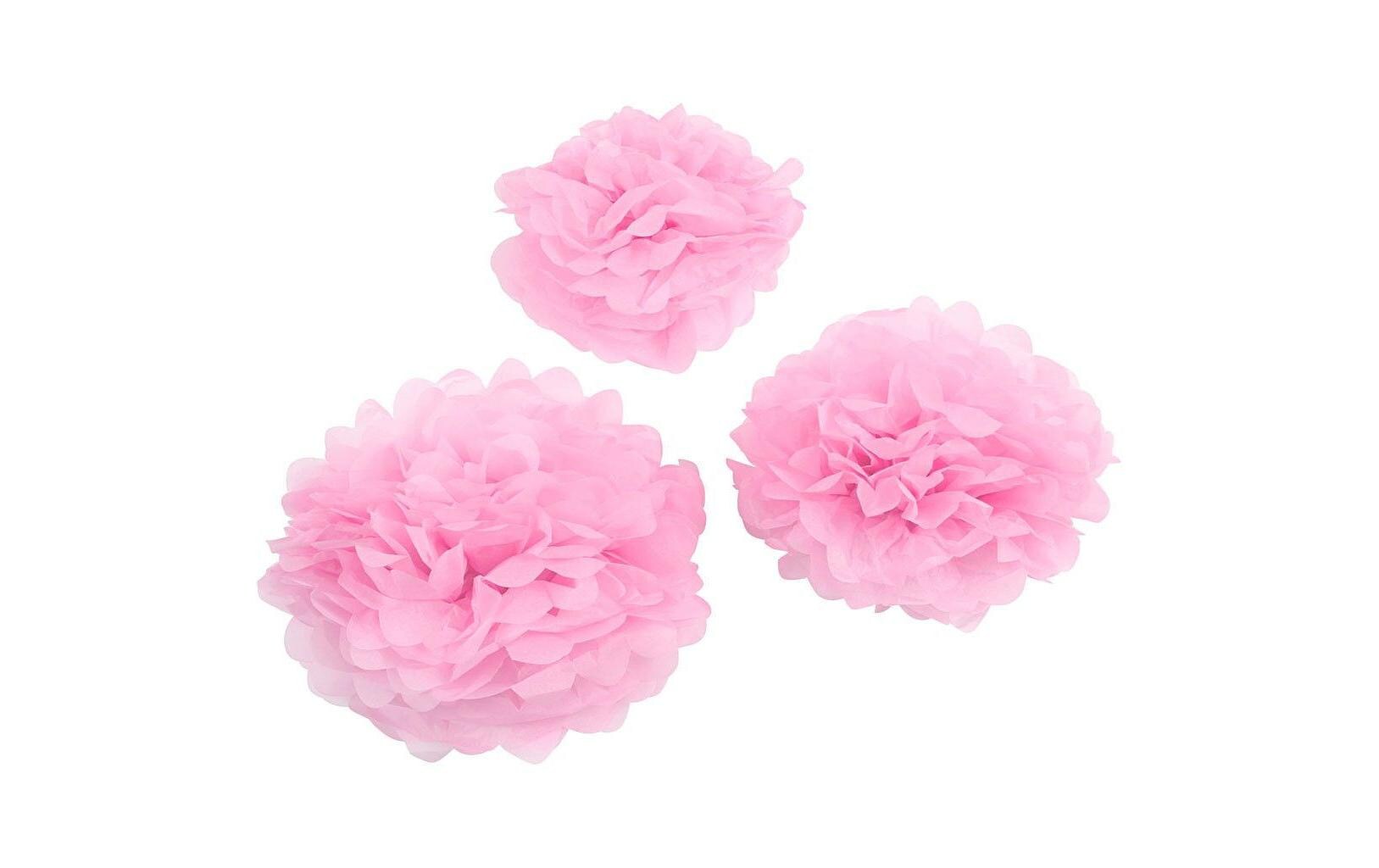 Pompons 20 + 24 + 30 cm 3 Stück, RosaPapier-Pompons rosa