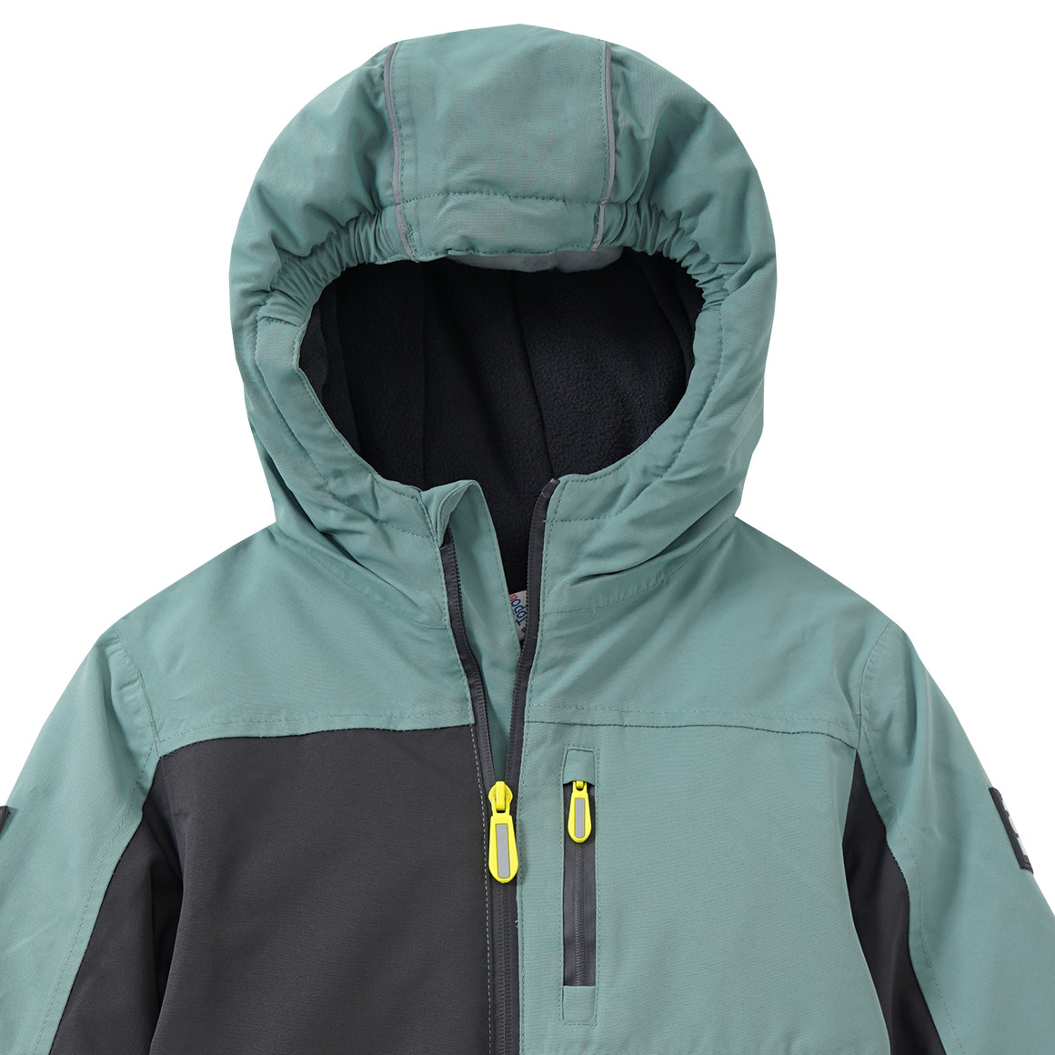 Topolino Jungen Schneejacke mit Farbteiler dunkelgrau / salbei / neongelb