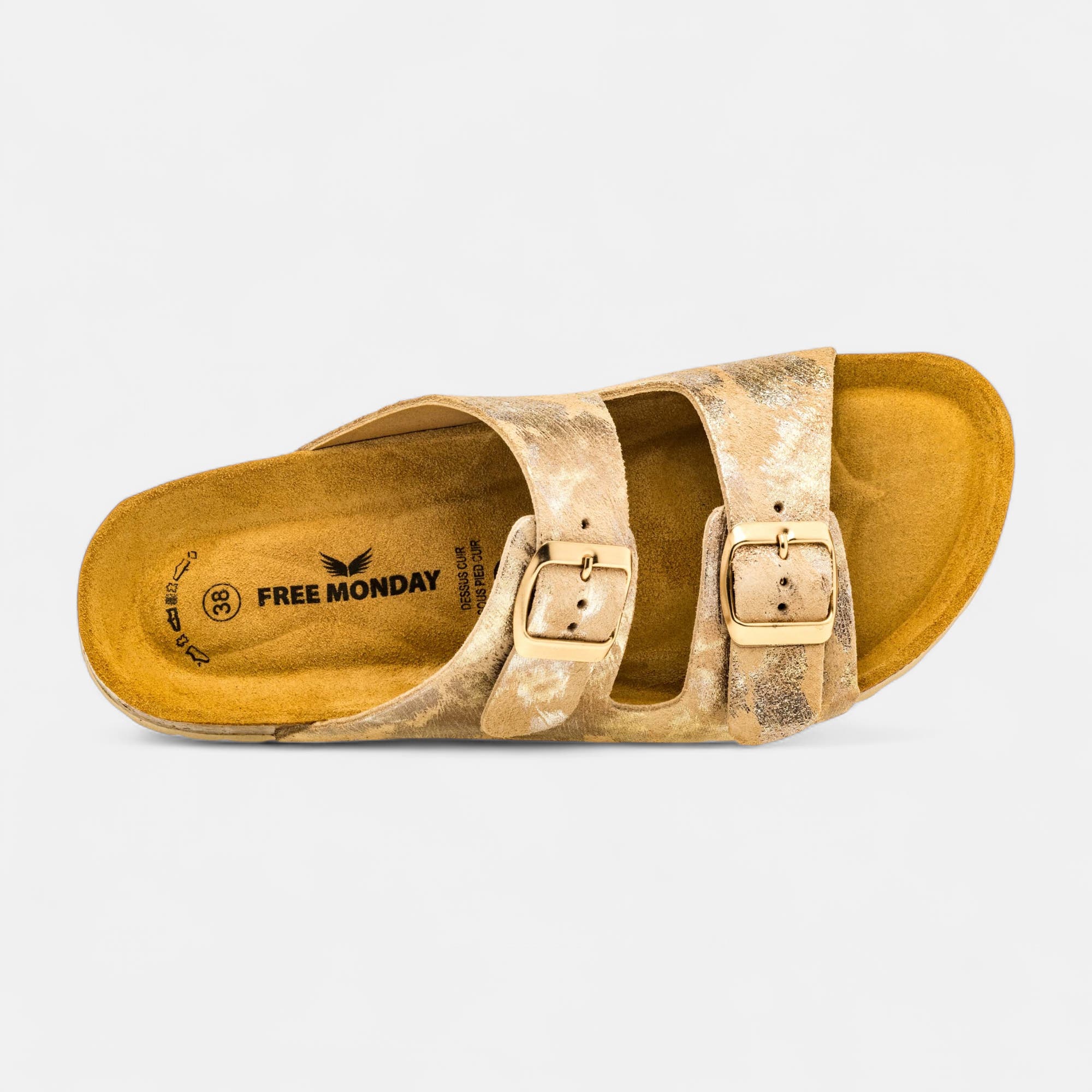 Mules semelle liège Femme en cuir beige