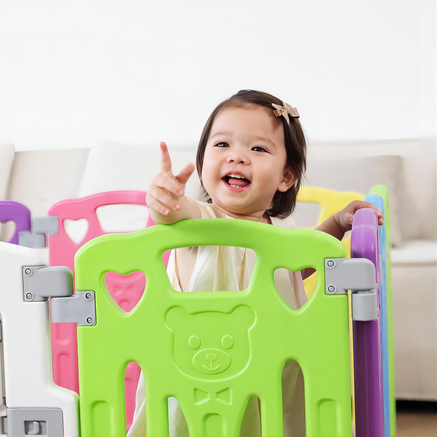 Gupamiga Parc Bebe Modulable 150 x 180 cm, Parc Enfant, Parc de Jeux Bébé, Blanc