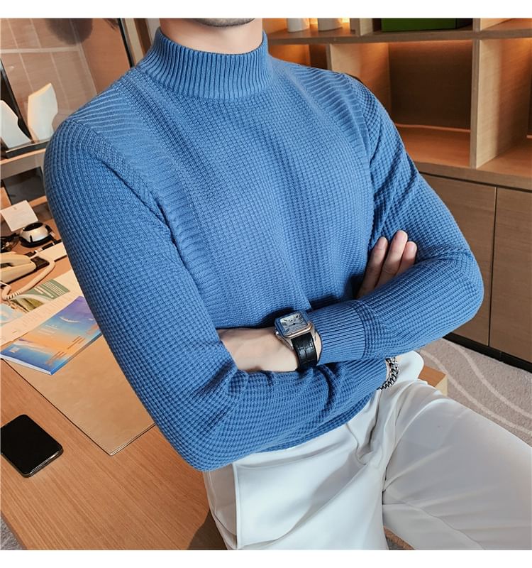 Nightbell - Effen gebreide top met lange mouwen en mockneck
