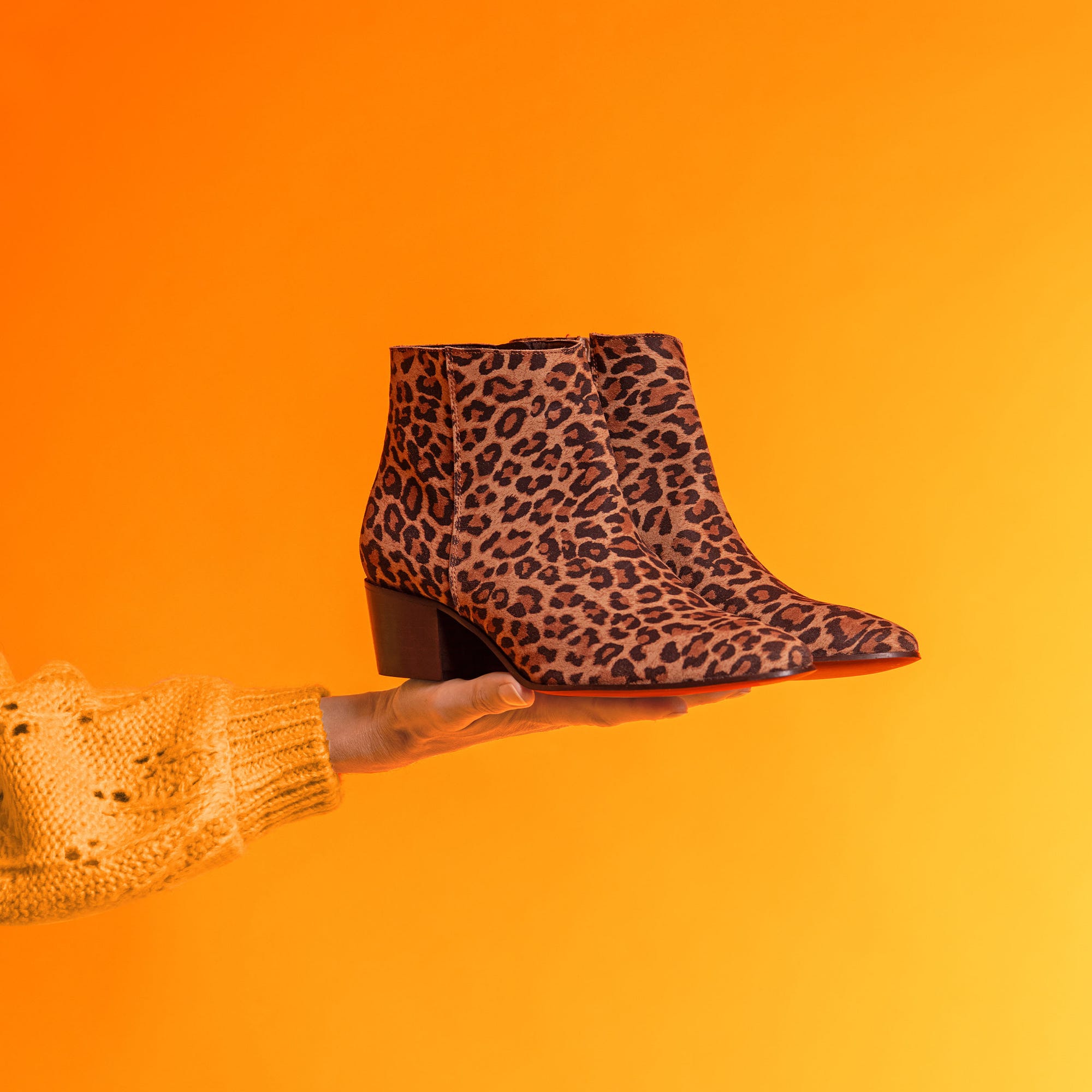 Bottines Femme en cuir cognac