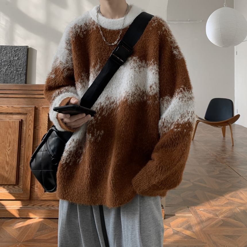 emeisa - Oversized trui met ronde hals en patroon