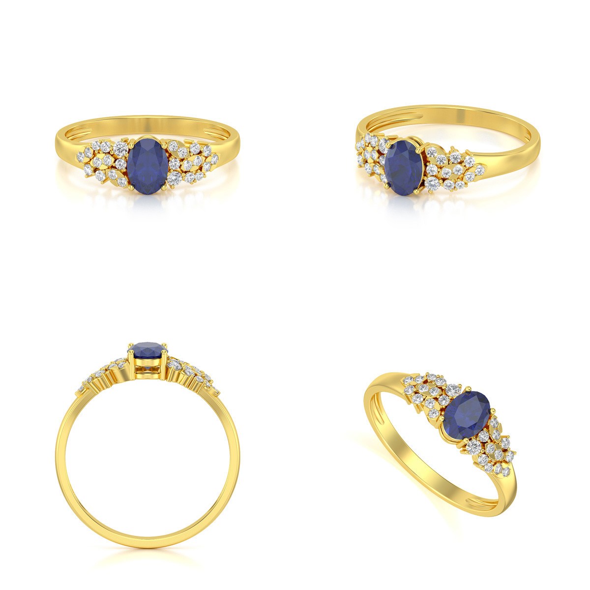 Bague ADEN Or 585 Jaune Saphir et diamants 2.934grs
