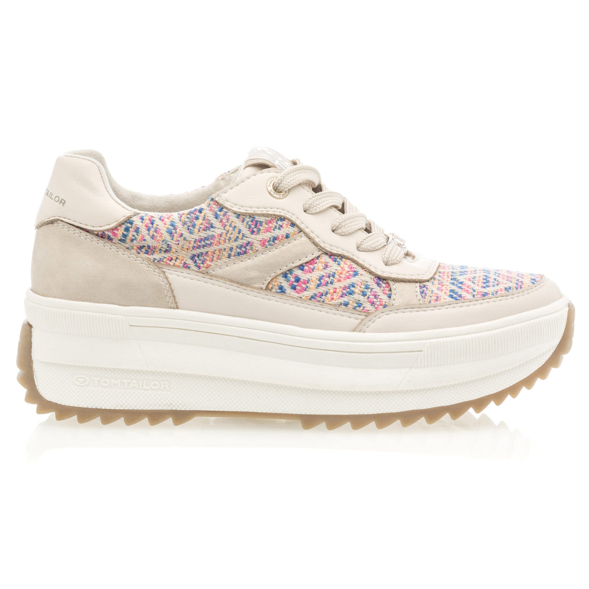 Baskets basses à talon compensé Femme beige