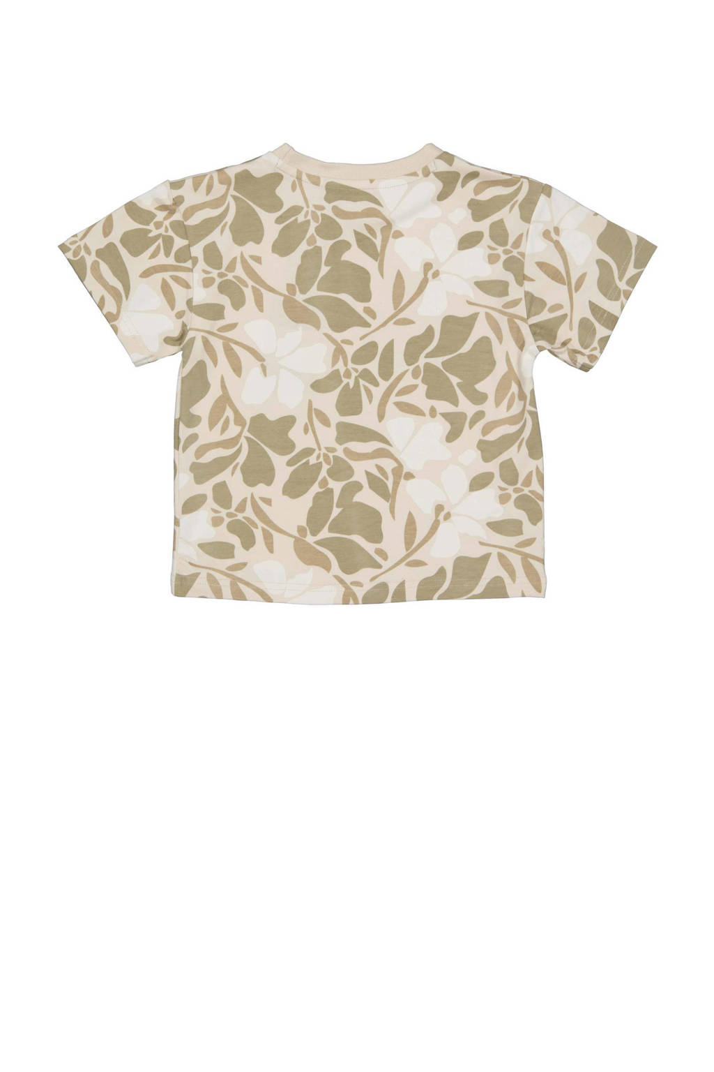 LEVV T-shirt MAK met all over print ecru/wit/mosgroen