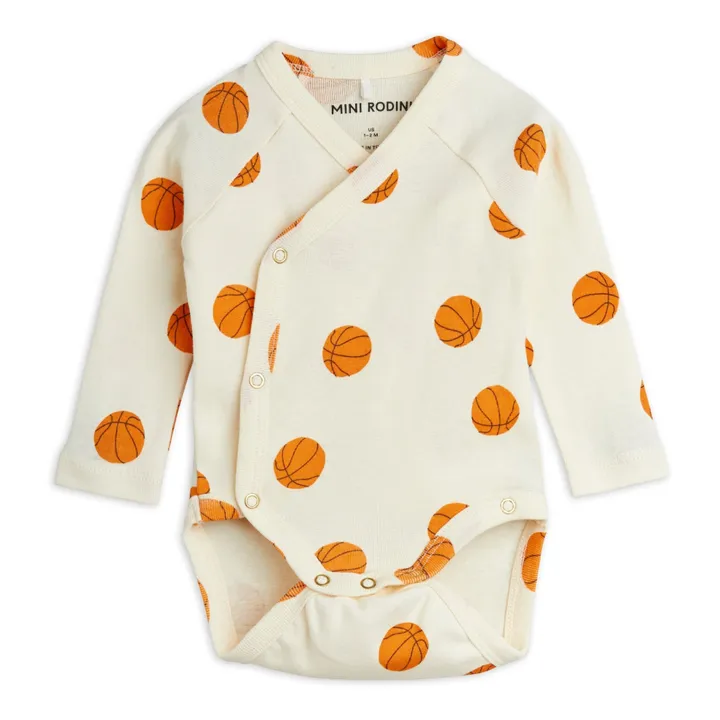 Mini Rodini Body Cache-Cœur Basketball Coton Bio | Ecru